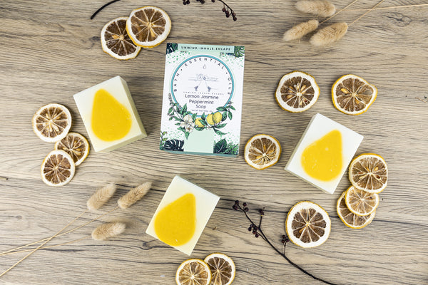 Lemon W/ Jasmine & Peppermint Essential Oil Soaps | Handmade