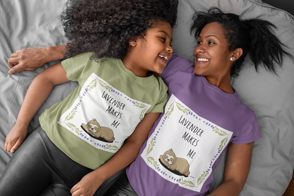 Lavender Makes Me Sleepy T-Shirt - Relaxing Sloth Design